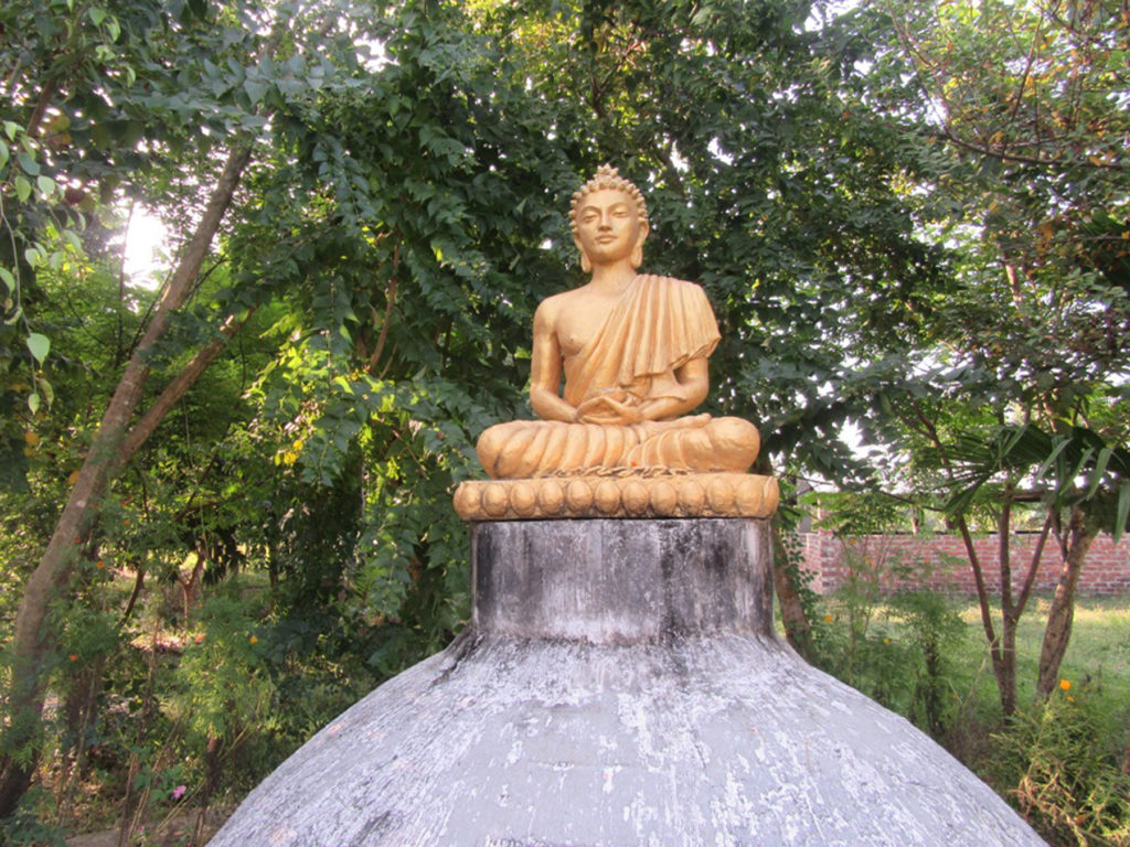 इटहरीको श्री राधेश्याम सेवा ट्रष्ट नयाँ वृन्दावन गौशाला परिसरमा निर्मित भगवान गौतम बुद्धको प्रतिमा । तस्बिरः याम प्रधान, रासस