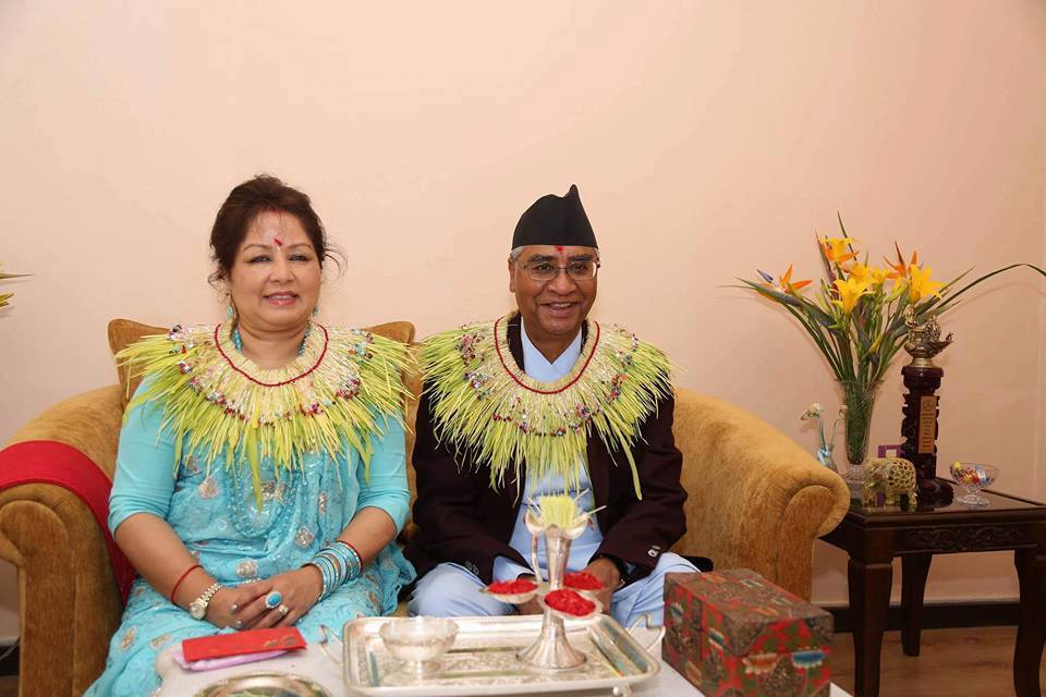 Sher Bhadur Deuba with his wife