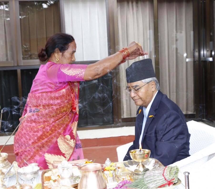 Sher Bahadur Deuba bhai tika 